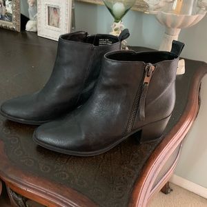 Black leather booties
